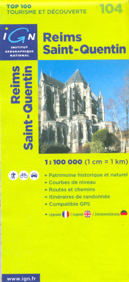 detail IGN 104 Reims, St-Quentin 1:100t mapa IGN