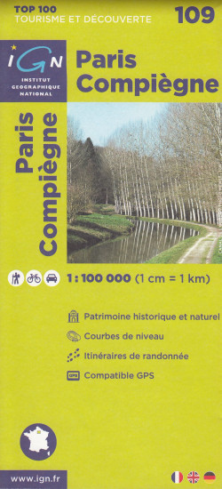 detail IGN 109 Paris, Compiegne 1:100t mapa IGN