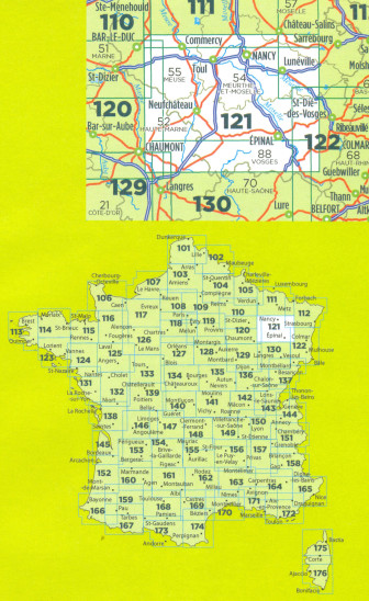 detail IGN 121 Nancy, Epinal 1:100t mapa IGN