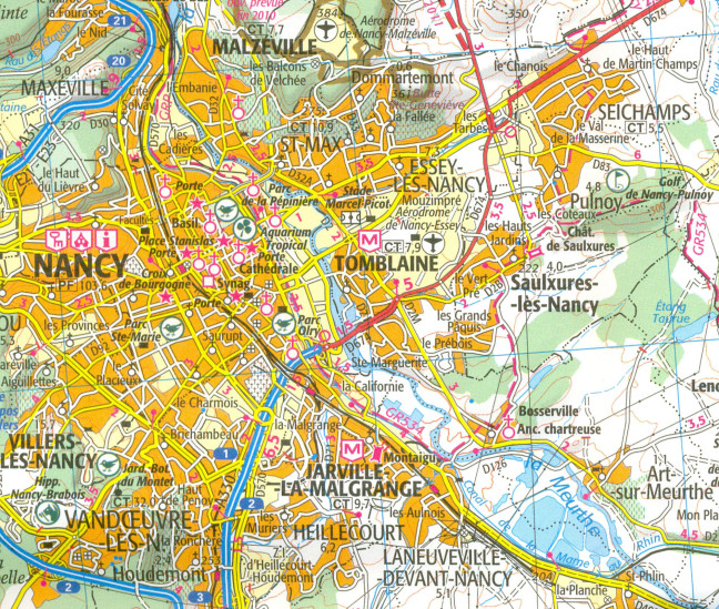 detail IGN 121 Nancy, Epinal 1:100t mapa IGN