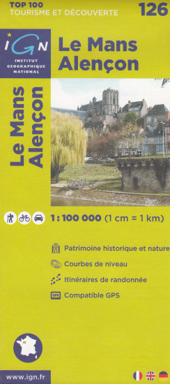detail IGN 126 Le Mans, Alencon 1:100t mapa IGN