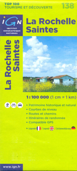 detail IGN 138 La Rochelle, Saintes 1:100t mapa IGN