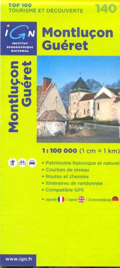 detail IGN 140 Montlucon, Guéret 1:100t mapa IGN