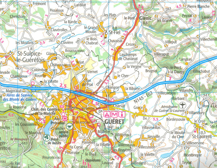 detail IGN 140 Montlucon, Guéret 1:100t mapa IGN