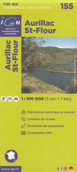 detail IGN 155 Aurillac, St-Flour 1:100t mapa IGN
