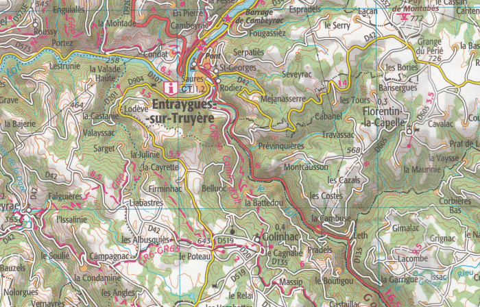 detail IGN 155 Aurillac, St-Flour 1:100t mapa IGN