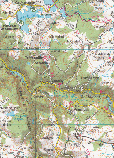 detail IGN 155 Aurillac, St-Flour 1:100t mapa IGN