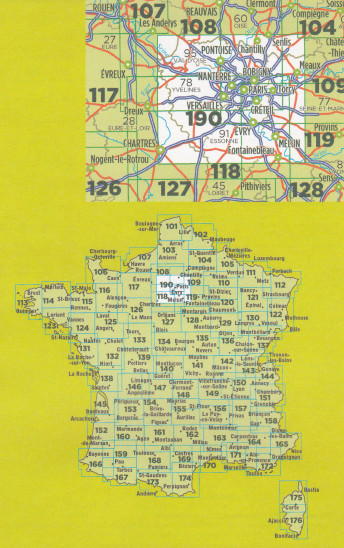 detail IGN 190 Paris, Chantily, Fontainebleau 1:100t mapa IGN