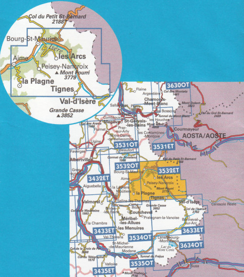 detail IGN 3532 ET Les Arcs 1:25t mapa IGN