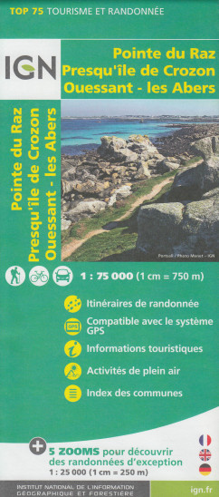 detail Ouessant, Les Abers, crozon 1:75t mapa IGN