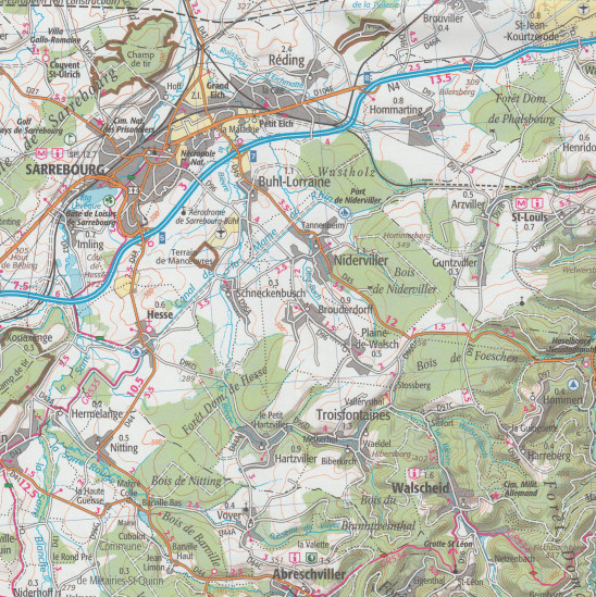 detail Vosges du Nord, Mont St Odile 1:75t mapa IGN