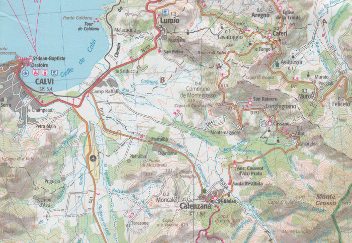 detail Calvi, Cargese, Mt Cinto 1:75t mapa IGN