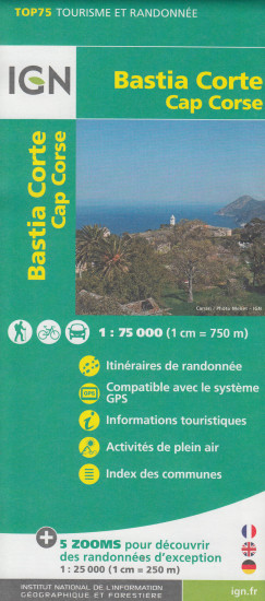 detail Bastia, Corte, Cap Corse 1:75t mapa IGN