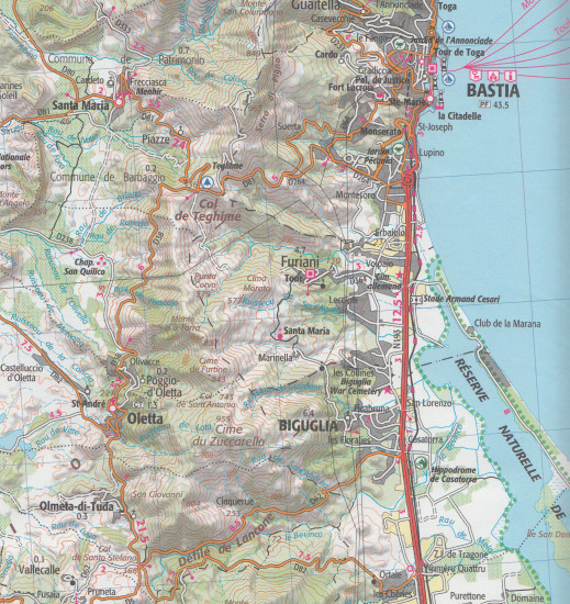 detail Bastia, Corte, Cap Corse 1:75t mapa IGN