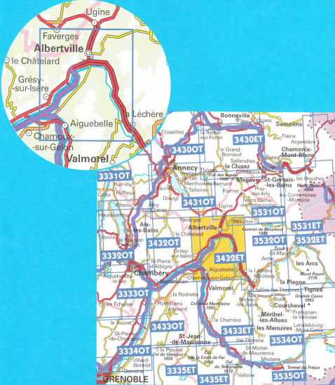 detail IGN 3432 ET Albertville 1:25t mapa IGN