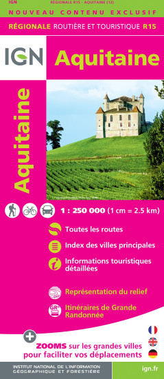 detail Aquitaine regionální mapa Francie v měřítku 1:250 000 IGN