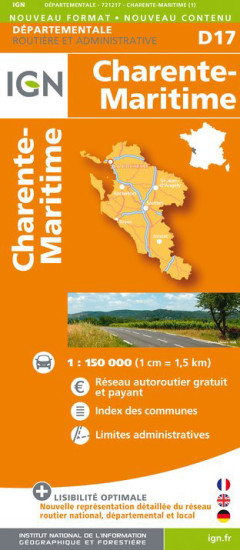 detail Charente-Maritime departement 1:150.000 mapa IGN