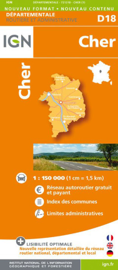 detail Cher departement 1:150.000 mapa IGN
