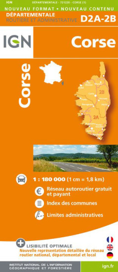 detail Corse du Sud / Hte Corse departement 1:180.000 mapa IGN