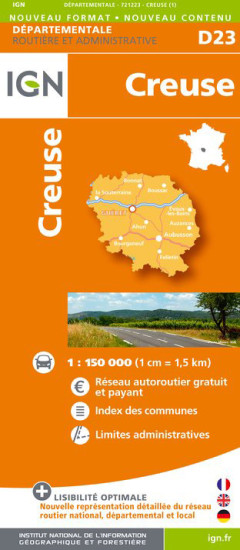 detail Creuse departement 1:150.000 mapa IGN