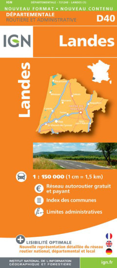 detail Landes departement 1:150.000 mapa IGN