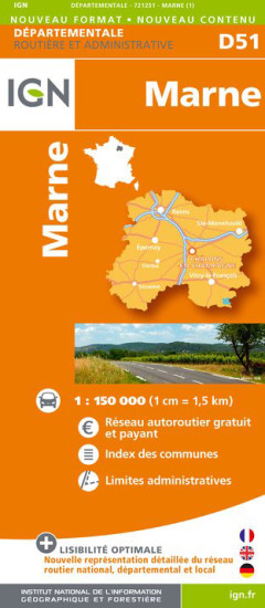 detail Marne departement 1:150.000 mapa IGN