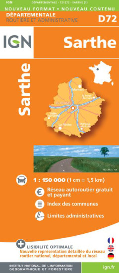 detail Sarthe departement 1:150.000 mapa IGN