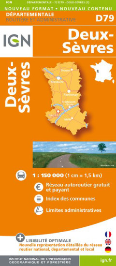 detail Deux-Sevres departement 1:150.000 mapa IGN