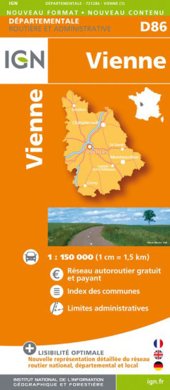 detail Vienne departement 1:150.000 mapa IGN