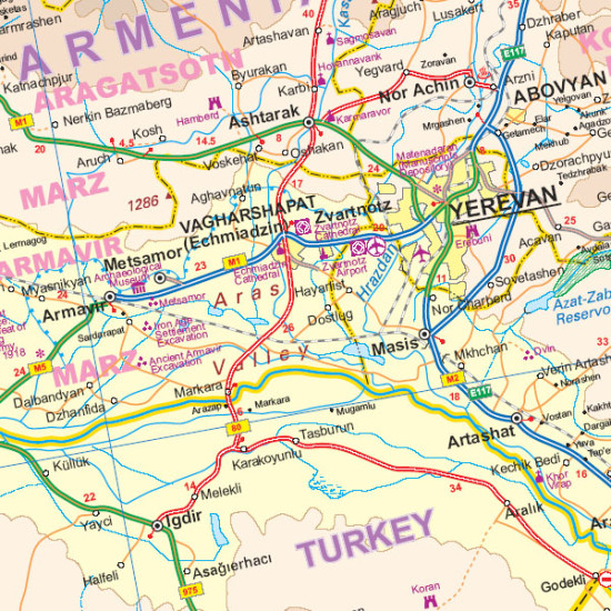 detail Arménie & Ázerbajdžán (Armenia & Azerbaijan) 1:430t mapa ITM