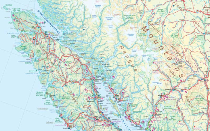 detail Britská Kolumbie (British Columbia) 1:1,25m mapa ITM