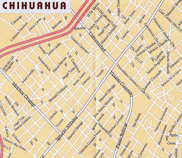 detail Mexiko (Mexico Sonora & Chihuahua) 1:1m mapa ITM