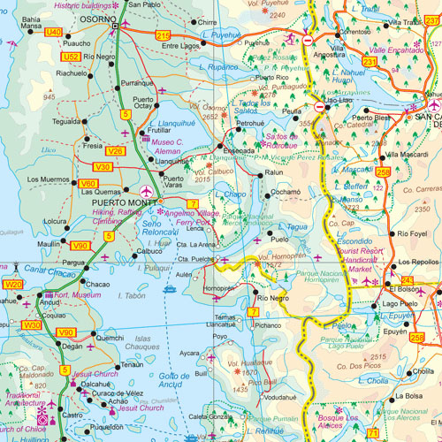 detail Patagonia & Ohňová země (Patagonia & Tierra del Fuego) 1:2m/1:750t mapa ITM