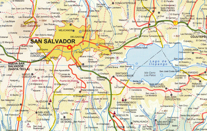 detail Nikaragua & El Salvador (Nicaragua & El Salvador) 1:700t/1:250t mapa ITM