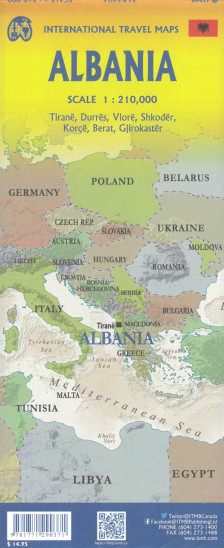 detail Albánie (Albania) 1:210.000 cestovní mapa ITMB