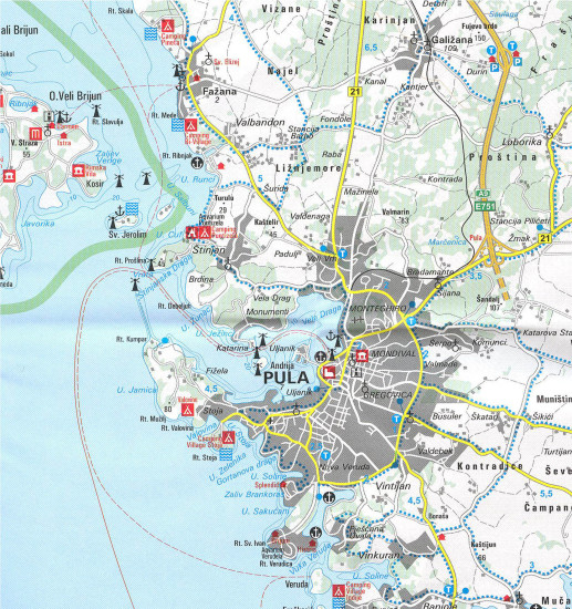 detail Istrie 1:75t mapa KOMPASS #238