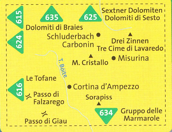 detail Cortina d´Ampezzo - Dolomiti 1:25t mapa #617 KOMPASS