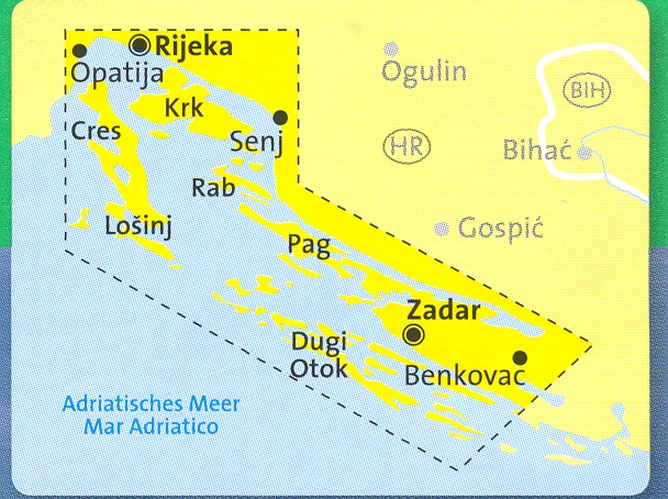 detail Dalmátské pobřeží Sever 1:100t mapa #2901 KOMPASS