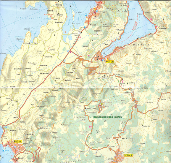 detail Dalmátské pobřeží Jih 1:100t mapa #2903 KOMPASS