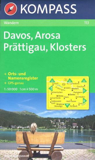 detail Davos, Arosa 1:50t mapa #113 KOMPASS