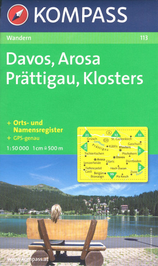 detail Davos, Arosa 1:50t mapa #113 KOMPASS