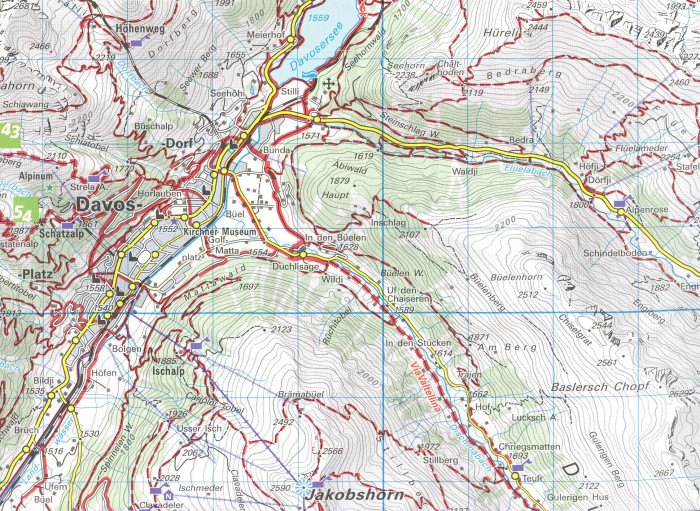 detail Davos, Arosa 1:50t mapa #113 KOMPASS