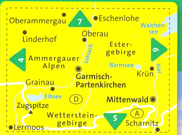 detail Garmisch - Partenkirchen, Mittenwald 1:35t mapa #790 KOMPASS