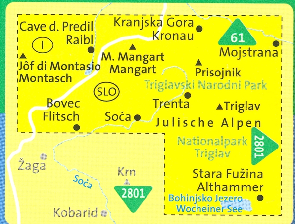 detail Julské Alpy, Triglav mapa #064 KOMPASS