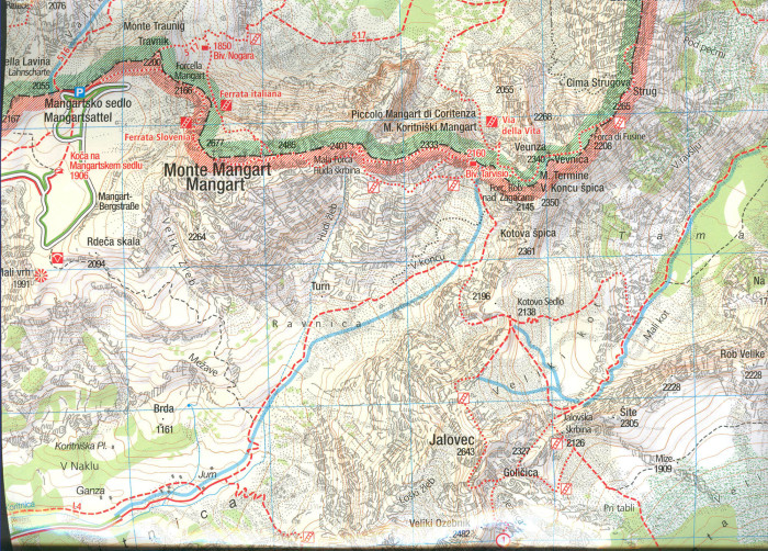 detail Julské Alpy, Triglav mapa #064 KOMPASS