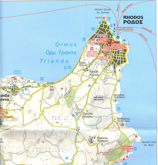 detail Rodos (Rhodos) 1:50t mapa #248 KOMPASS