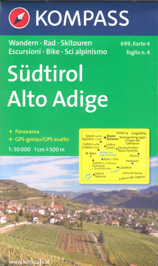 detail Jižní Tyrolsko (Südtirol), Alto Adige set 4 map #699 KOMPASS