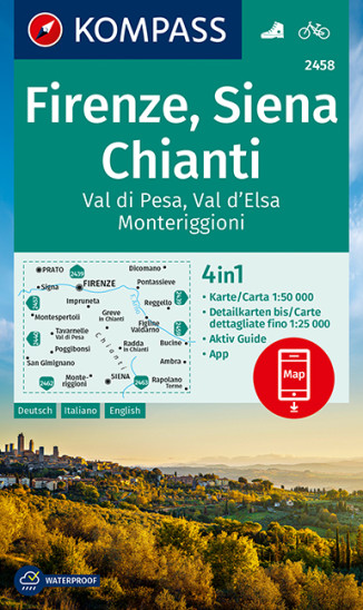 detail Toskánsko - Firenze, Siena Chianti mapa 1:50t #2458 KOMPASS