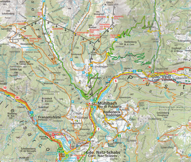 detail Jižní Tyrolsko (Südtirol) set 4 cyklomap 1:70t KOMPASS #3401