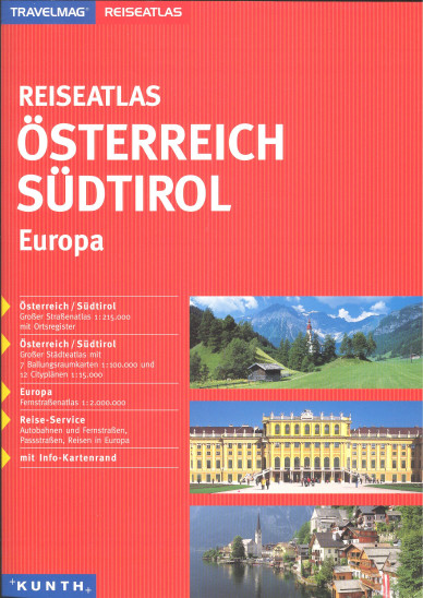 detail Rakousko & severní Itálie autoatlas KUNTH